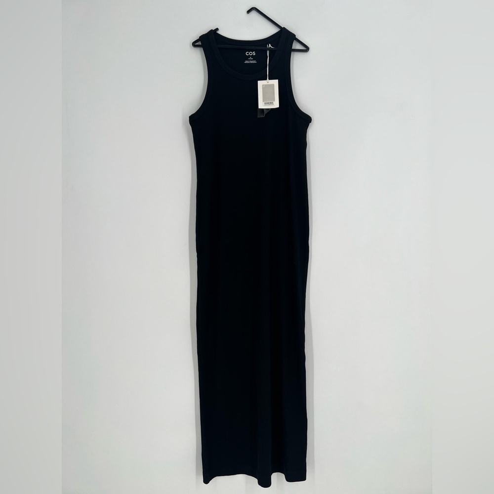 Cos Ribbed Black Tube Midi Dress
